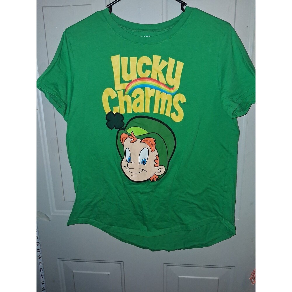 Lucky Charms Green Graphic T-Shirt Women's XL Logo Tee Short Sleeve Casual
